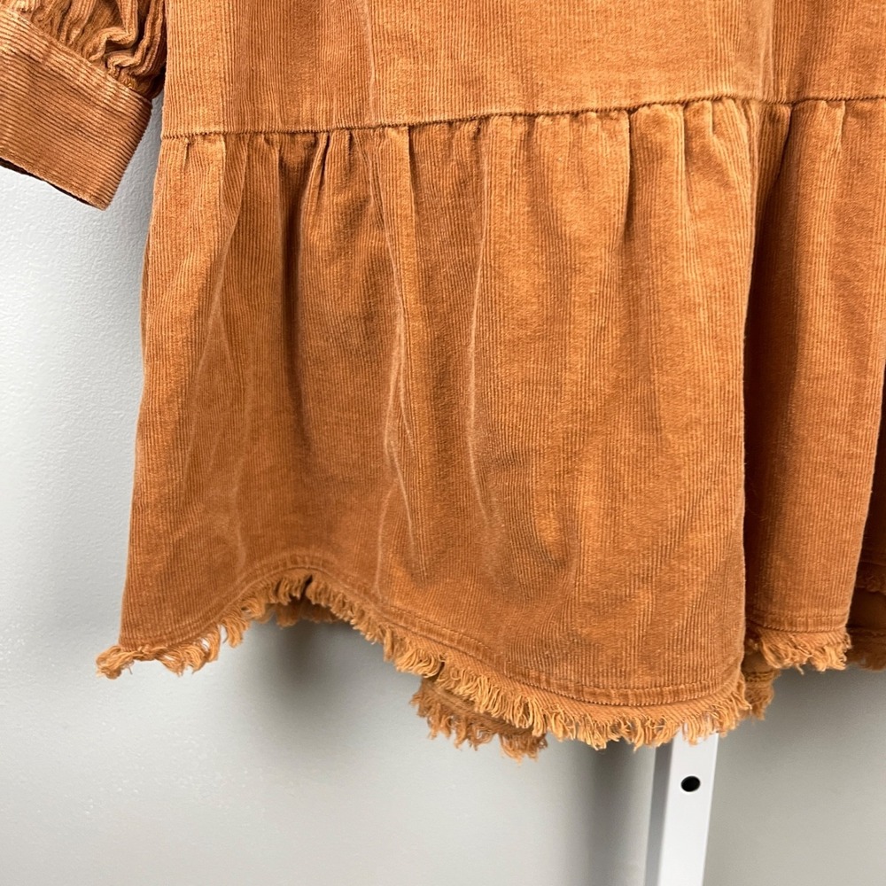 Umgee USA Corduroy Dress Womens L Light Brown Camel Boho Western New NWT - Picture 4 of 6